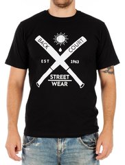фото Чорна чоловіча футболка з принтом Backcourt street wear
