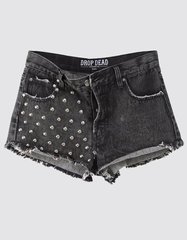 фото Жіночі джинсові шорти Drop Dead Clothing - Heartless Shorts темно сірого кольору