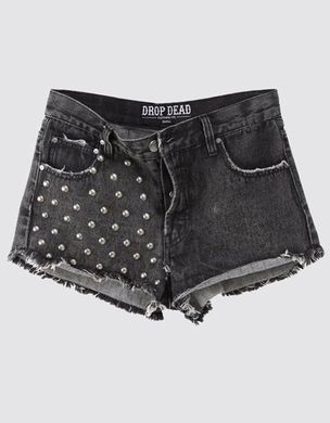 фото Женские джинсовые шорты Drop Dead Clothing - Heartless Shorts темно серого цвета