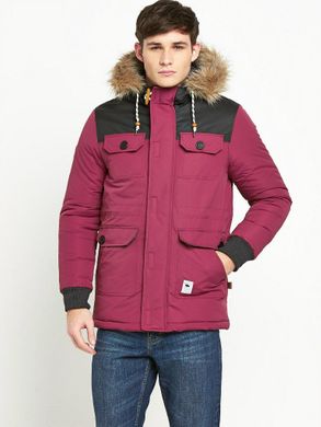 Зимняя парка с опушкой из искусственного меха Bellfield Carbon бордового цвета